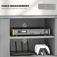 HOMCOM TV Stand with Storage for 55 Inch TV, Modern TV Cabinet with 2 Open Shelves and 2 Cabinets for Living Room, Grey(m-6)