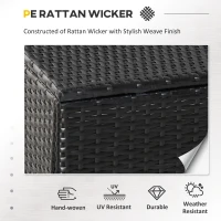 Outsunny 6 Pieces Outdoor PE Rattan Wicker Patio Furniture Sofa Set with Thick Cushions, Deluxe Garden Sectional Couch with Glass Top Table, Black and Dark Blue(m-4)
