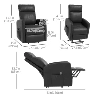 HOMCOM Power Lift Recliner Chair with Remote Control Side Pocket for Living Room Home Office Study Grey(m-3)