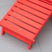 Outsunny Folding Adirondack Chair with Ottoman, Outdoor Wooden Lounger for Patio, Porch, Poolside, Garden, Red(m-10)