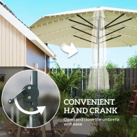 Outsunny 15ft Double-Sided Outdoor Umbrella with Solar Lights, UPF50+ Extra Large Aluminum Patio Umbrella with Crank, Cream White(m-7)