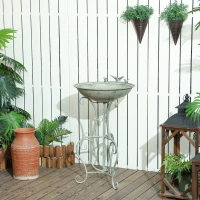 Outsunny Metal Bird Bath for Outdoors, 31" Tall Round Birdbath with Bird Statues and Decorative Stand, Freestanding Bird Feeder for Garden, Yard, Patio Decor, Bronze(m-8)