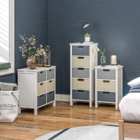 HOMCOM Bedside Table with 3 Drawers, Tall Nightstand for Bedroom, Modern Side Table with Storage, Multi-Colour(m-7)