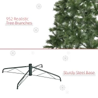 HOMCOM 8 Foot Pine Artificial Christmas Tree, Slim Pencil Xmas Tree with 952 Realistic Branches, Steel Base, Auto Open, Green(m-6)