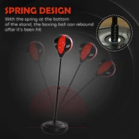 Qaba Height Adjustable Punching Bag for Kids w/ Stand & Boxing Gloves for 5-10 Years, Red(m-6)