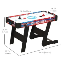Soozier Folding Air Hockey Table 40" Arcade Table with 2 Pucks, 2 Pushers, Scoreboard for Family Game Room, Living Room, White(m-3)