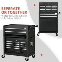 DURHAND 6-Drawer Tool Chest Set with 4 Wheels, Lockable Rolling Tool Box and Storage Cabinet for Garage Factory Workshop, Black(m-4)