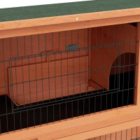 PawHut Wooden Rabbit Hutch with Trays, Ramp, Asphalt Roof, Doors for 1-2 Rabbits, 47" x 20" x 40", Orange(m-9)