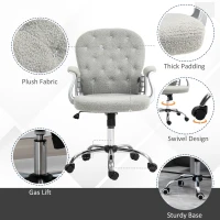 Vinsetto Button Tufted Desk Chair, Home Office Chair with Padded Armrests, Adjustable Height and Swivel Wheels, Gray(m-5)