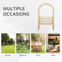 Outsunny Garden Bench with Arch Wooden Bench Trellis for Vines/ Climbing Plants for Patio Furniture, Front Porch Decor, Garden Arbor and Outdoor Garden Seating, Nature(m-6)