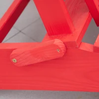 Outsunny Folding Adirondack Chair with Ottoman, Outdoor Wooden Lounger for Patio, Porch, Poolside, Garden, Red(m-9)