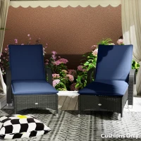 Outsunny Foldable Chaise Lounge Cushion Set of 2, Outdoor Lounge Chair Cushion Set, UPF50+ 200gsm Fabric, 76" x 23", Navy Blue(m-7)