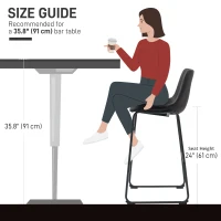 HOMCOM Counter Height Bar Stools Set of 2, Vintage PU Leather Bar Chairs, Kitchen Stool with Footrest, Dark Brown(m-6)