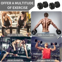 Soozier Adjustable 2 x 55lbs Weight Dumbbell Set for Weight Fitness Training Exercise Fitness Home Gym Equipment, Black (Pair)(m-4)
