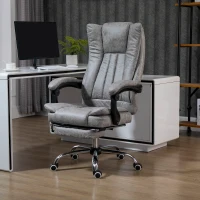 Vinsetto Microfiber Computer Chair, Executive Office Chair with Reclining Backrest Retractable Footrest Adjustable Height Grey(m-1)