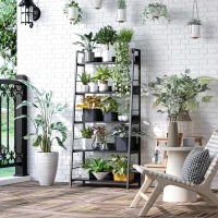 HOMCOM Modern Bookshelf Storage with 5-Tier Wide Shelving, Metal Frame, Wooden Bookcase for Living Room Library Home Furniture, Black(m-4)