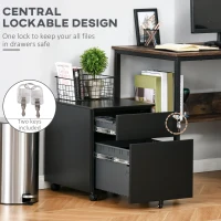Vinsetto Lockable File Cabinet, Steel Filing Cabinet on Wheels for Legal, A4, Letter Size, with Pencil Tray for Home Office(m-4)