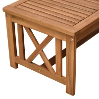 Outsunny 4 Piece Acacia Wood Outdoor Patio Furniture Set with 2 Armchairs, 1 Sofa, & 1 Coffee Table, Cushions Included(m-8)