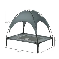 PawHut Elevated Dog Bed with Removable Canopy, Outdoor Dog Cot with UV Protection Canopy Shade, 30 inch Pet Bed for Camping, Gray(m-3)