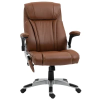 Vinsetto Executive Massage Office Chair with 6 Vibration Points, Heated Faux Leather Computer Desk Chair with Flip-up Armrest, Adjustable Height, Swivel Wheel, Brown(m-1)