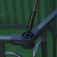 PawHut 60" x 52" Heavy-Duty Metal Dog Playpen, Outdoor Pet Cage Kennel, Puppy Exercise Fence Barrier with Weather-Resistant Polyester Roof, Locking Door, & Metal Frame(m-8)