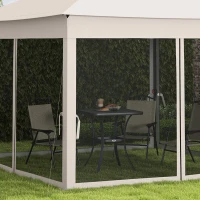 Outsunny 11' x 11' Pop Up Canopy 2-Tier Soft Top Shelter Event Tent w/ Netting Carry Bag for Patio Backyard Garden, Cream White(m-9)
