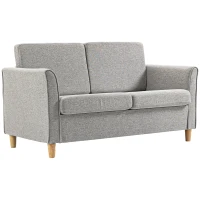 HOMCOM 2-Seat Sofa Two-Seater Couch with Armrests and Wood Legs for Living Room, Bedroom, Light Grey(m-11)