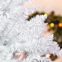 HOMCOM 7FT Artificial Christmas Tree Holiday Xmas Tree with Foldable Feet Home Indoor Holiday Decoration White(m-10)