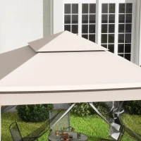Outsunny 11' x 11' Pop Up Canopy 2-Tier Soft Top Shelter Event Tent w/ Netting Carry Bag for Patio Backyard Garden, Cream White(m-7)