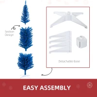 HOMCOM 7FT Decorated Christmas Tree, Pencil Christmas Tree with 499 Realistic Branch Tips and Plastic Stand, Blue(m-7)