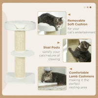 PawHut Cat Tree Kitty Tower with Sisal Mat Scratching Post, Cat Bed, Cushion, Perch, 18" x 18" x 36", Cream White(m-5)