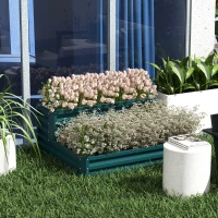Outsunny 2 Tier Galvanized Raised Garden Bed, Steel Planter Box for Vegetables, Flowers, Herbs, 47" x 40" x 23", Green(m-8)