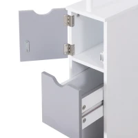 HOMCOM Tall Bathroom Storage Cabinet, Narrow Bathroom Cabinet with Drawers and Open Shelves for Small Spaces, White and Grey(m-10)