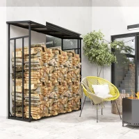 Outsunny 6ft Outdoor Firewood Rack with Cover and Polycarbonate Roof, 4400 lbs Load Wood Storage Holder, Outdoor Log Rack(m-1)