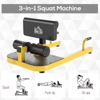 Soozier 3-in-1 Padded Push Up Sit Up Deep Sissy Squat Machine Home Gym Fitness Equipment, Yellow(m-4)
