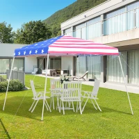 Outsunny Slant Leg Pop Up Canopy Tent with American Flag Roof and Carry Bag, Beach Canopy Instant Sun Shelter, Height Adjustable, (10'x10' Base / 8'x8' Top)(m-10)
