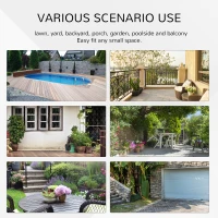 Outsunny 26.8" Dia. (68 Dia. cm) Folding Round Tempered Glass Metal Table with Brown Rattan Edging, Brown(m-7)