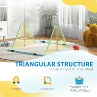 Qaba Folding Gymnastics Bar for Kids, Adjustable Height, Green(m-7)