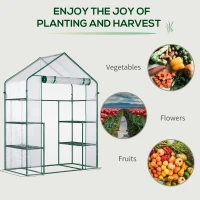 Outsunny 5' x 2.5' x 6.5' Mini Walk-in Greenhouse Kit, Portable Green House with 3 Tier Shelves, Roll-Up Door, and Weatherized Plastic Cover for Backyard Garden, Clear(m-7)