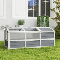 PawHut Wooden Tortoise Habitat Outdoor w/ Bottomless Design, Doors, PC Sun Panel Windows, for Small Animals, Rabbit, Light Gray(m-10)