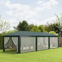 Outsunny 10' x 28' Party Tent, Outdoor Wedding Canopy & Gazebo with Removable Sidewalls, Shade Shelter for Events, BBQs, Green(m-10)