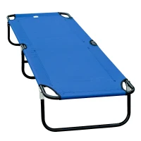 Outsunny Folding Camping Cot for Adults Portable Outdoor Sleeping Bed for Office Beach Home, Blue(m-9)