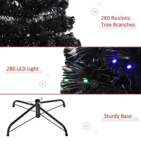 HOMCOM 7ft Prelit Artificial Christmas Tree with LED Lights, Multicolored Fiber Optics and Realistic Branch Tips, Black(m-8)