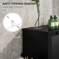 HOMCOM Tilt Out Laundry Cabinet, Laundry Basket Cabinet with 2 Baskets and 2 Louvered Doors, Black(m-6)