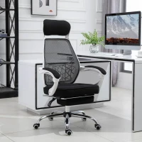 Vinsetto Ergonomic High Back Mesh Office Chair Swivel Reclining Computer Desk Chair with Retractable Footrest, Headrest, Padded Armrest(m-2)