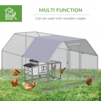 PawHut Large Chicken Coop Metal Chicken Run with Waterproof and Anti-UV Cover, Flat Shaped Walk in Fence Cage Hen House for Outdoor and Yard Farm Use, 1" Tube Diameter, 9.2' x 12.5' x 6.4'(m-6)