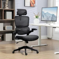 Vinsetto Ergonomic Office Chair, Mesh Chair with Adjustable Back, Headrest and Armrests, Lumbar Support, Tilt Function(m-1)