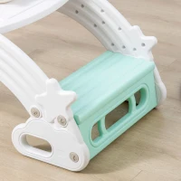 Qaba 2-IN-1 Kids Seesaw Teeter Totter Kids Table and Chair Set with Easy-Grip Handles Indoor Outdoor Playroom Backyard, Grey(m-9)