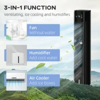 HOMCOM 42" Portable Evaporative Air Cooler, 3-In-1 Ice Cooling Fan Humidifier with Remote, Timer, Oscillating, LED Display, and 1.6 Gal Water Tank, Black(m-4)