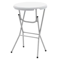 Outsunny 31.5" Bar Height Patio Table, Outdoor Bar Folding Table with HDPE Top, Locking Steel Legs for Party, Camping, White(m-2)